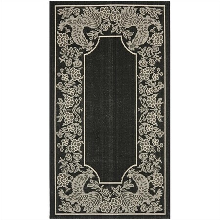 Safavieh 4 Ft. X 5 Ft. -7 In. Small Rectangle Indoor-Outdoor Courtyard- Black And Sand- Machine Made Rug CY3305-3908-4